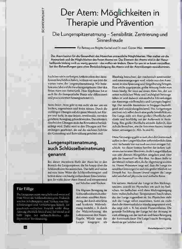 Vorschauseite 1: Der Atem: Möglichkeiten in Therapie und Prävention
