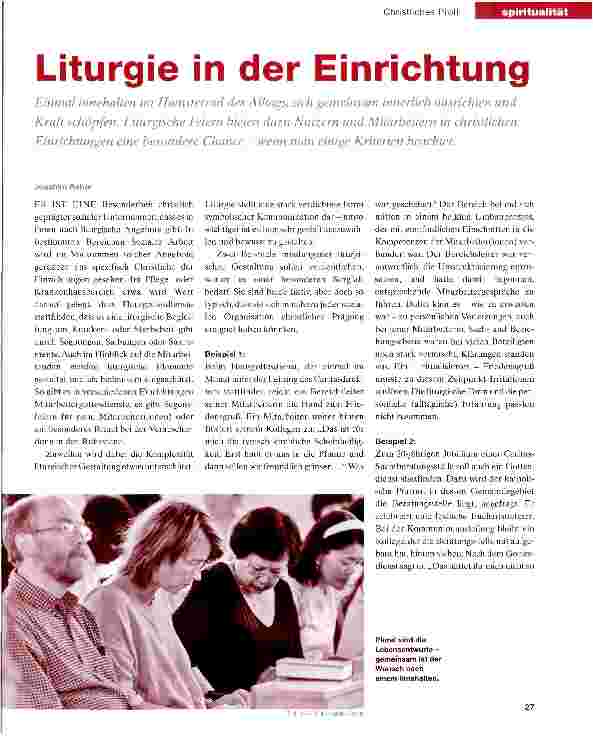Vorschauseite 1: Liturgie in der Einrichtung