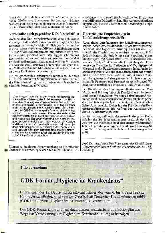Vorschauseite 4: Vorschläge zur Struktur der Krankenhaushygiene in Deutschland