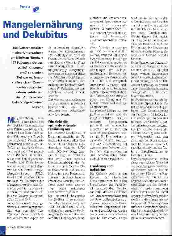 Vorschauseite 1: Mangelernährung und Dekubitus