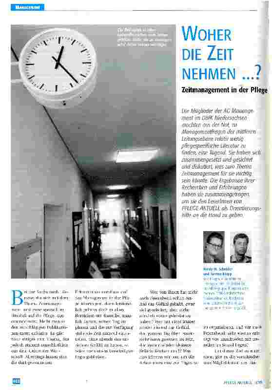 Vorschauseite 1: Woher die Zeit nehmen? Zeitmanagement in der Pflege