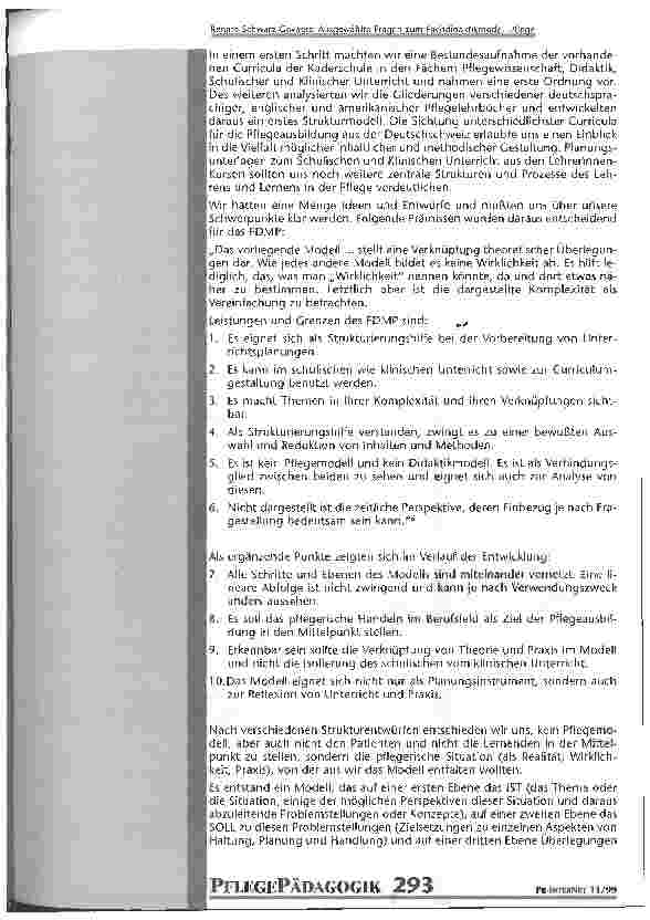 Vorschauseite 2: Ausgewählte Fragen zum Fachdidaktikmodell Pflege