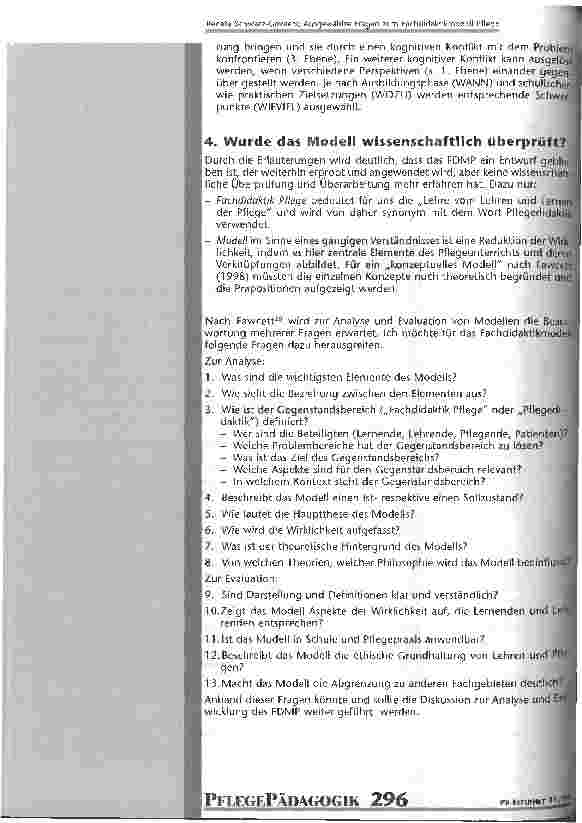 Vorschauseite 5: Ausgewählte Fragen zum Fachdidaktikmodell Pflege