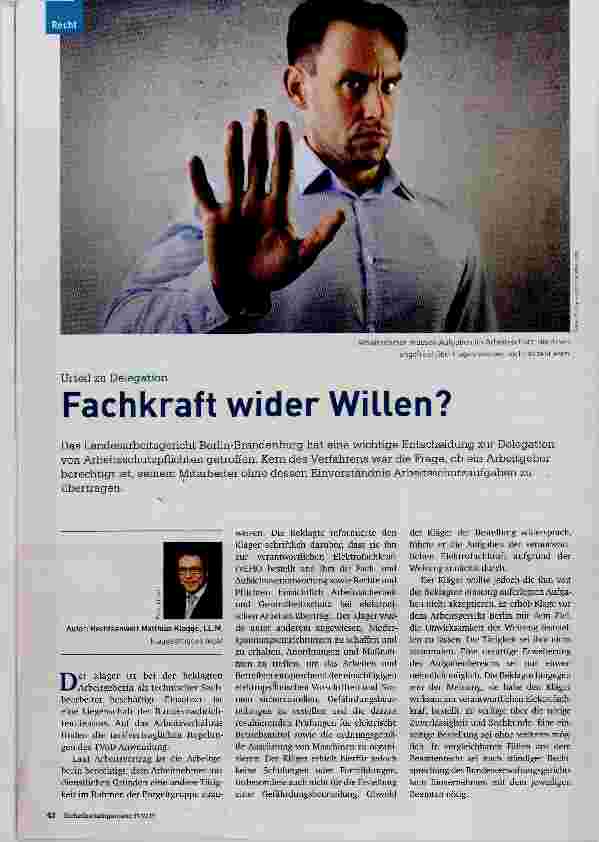Vorschauseite 1: Fachkraft wider Willen?
