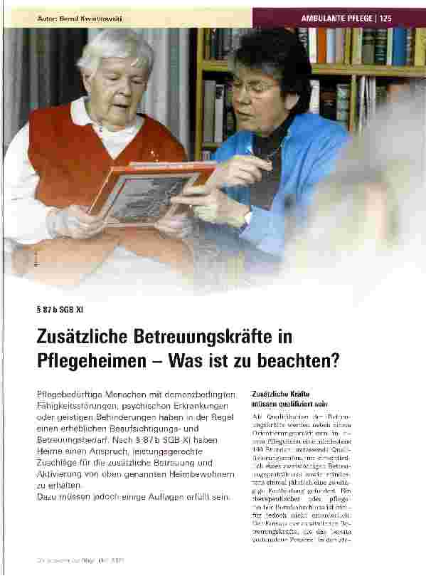 Vorschauseite 1: Zusätzliche Betreuungskräfte in Pflegeheimen - Was ist zu beachten?