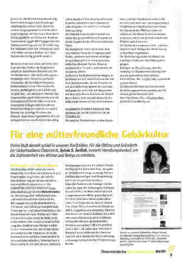 Vorschauseite 1: Für eine mütterfreundliche Gebärkultur