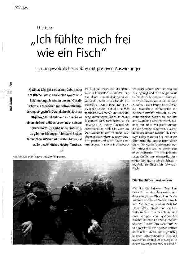 Vorschauseite 1: Ich fühlte mich frei wie ein Fisch