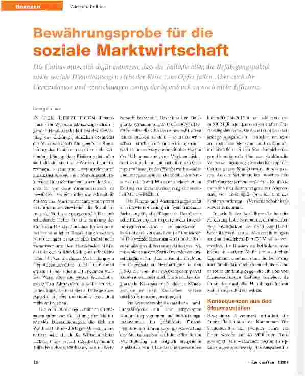 Vorschauseite 1: Bewährungsprobe für die soziale Marktwirtschaft