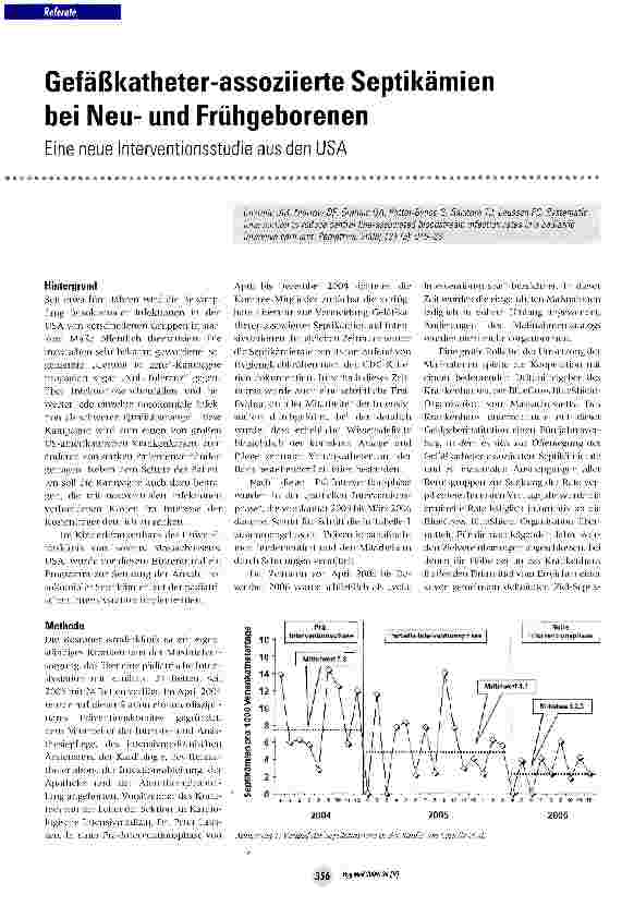 Vorschauseite 1: Gefäßkatheter-assoziierte Septikämien bei Neuund FrühgeborenenEine neue Interventionsstudie aus den USA