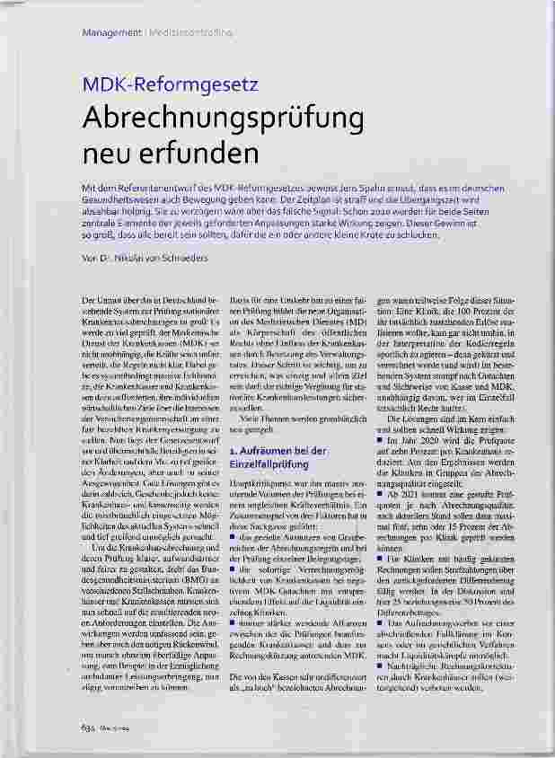 Vorschauseite 1: MDK-Reformgesetz Abrechnungsprüfung neu erfunden