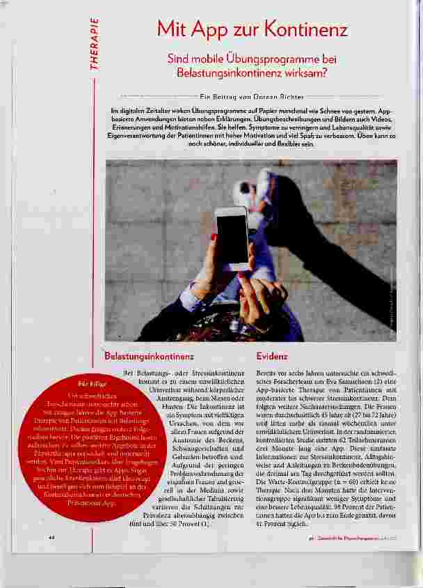 Vorschauseite 1: Mit App zur Kontinenz