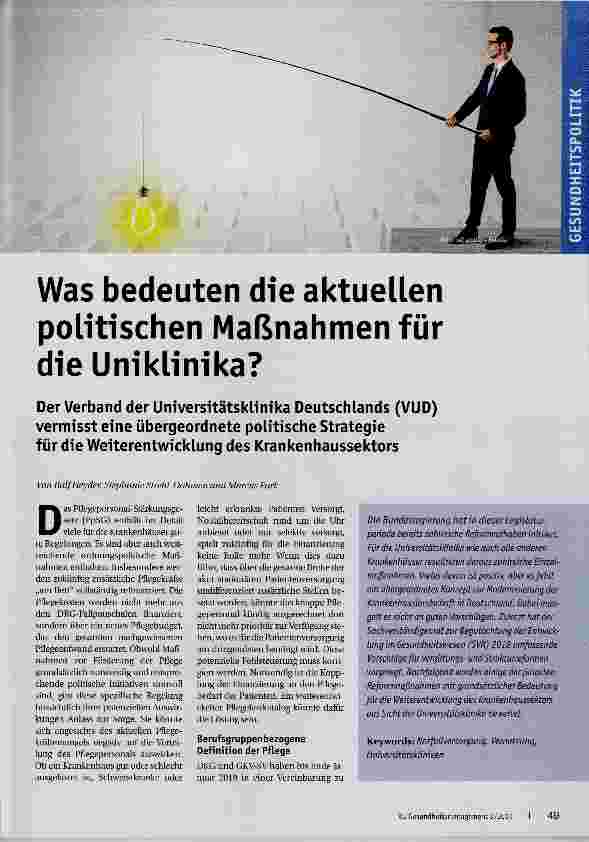 Vorschauseite 1: Was bedeuten die aktuellen politischen Maßnahmen für die Uniklinika?