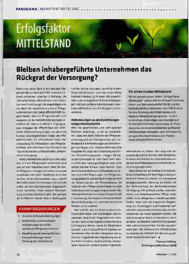 Vorschauseite 1: Bleiben inhabergeführte Unternehmen das Rückgrat der Versorgung?
