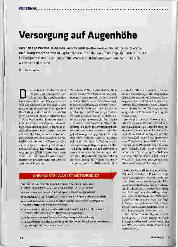 Vorschauseite 1: Versorgung auf Augenhöhe