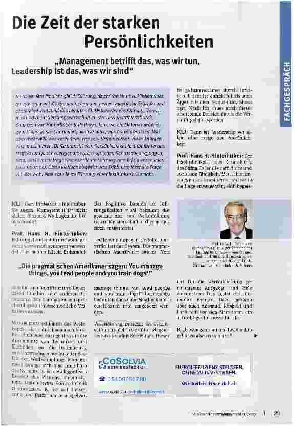 Vorschauseite 1: Die Zeit der starken Persönlichkeiten