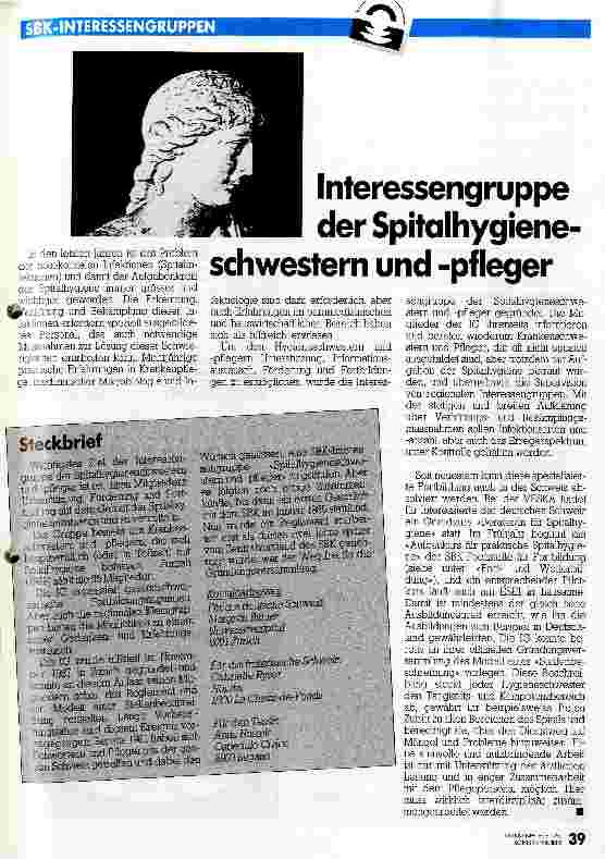 Vorschauseite 1: Interessengruppe der Spitalhygieneschwestern und -pfleger