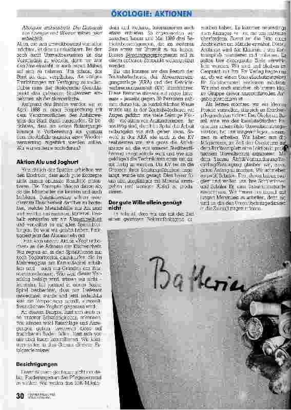 Vorschauseite 3: Tätigkeit der Basler SBK-Arbeitsgruppe Umweltbewußte Krankenpflege Nur wer den Sinn einsieht, nimmt die Mühe auf sich!