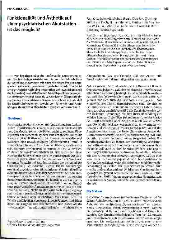 Vorschauseite 1: Funktionalität und Ästhetik auf einer psychiatrischen Akutstation - ist das möglich?
