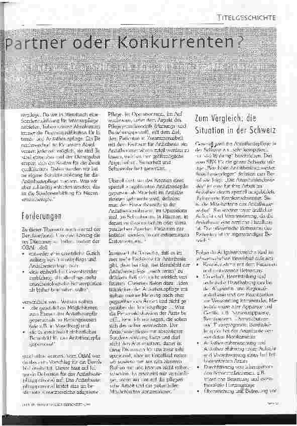 Vorschauseite 2: Anästhesieund Intensivpflege: Partner oder Konkurrenten?