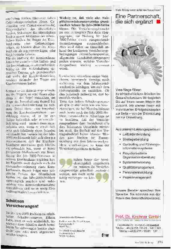 Vorschauseite 4: Wenn im Jahr 2000 der Computer streikt: Wer haftet für den Klinik Crash?