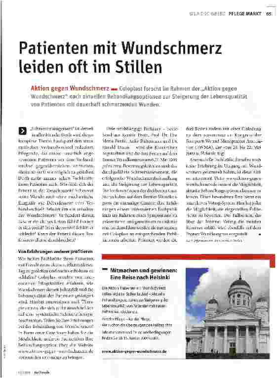 Vorschauseite 1: Patienten mit Wundschmerz leiden oft im Stillen