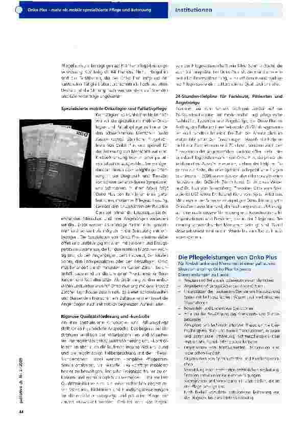 Vorschauseite 2: Onko Plus - mehr als mobile spezialisierte Pflege und Betreuung