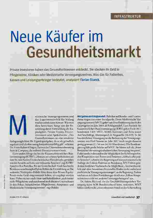 Vorschauseite 1: Neue Käufer im Gesundheitsmarkt
