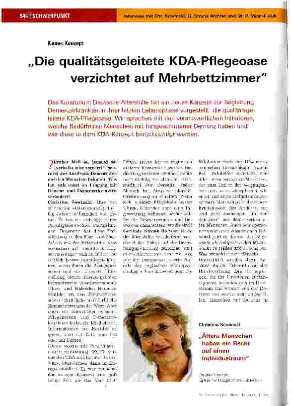 Vorschauseite 1: Die qualitätsgeleitete KDA-Pflegeoase verzichtet auf Mehrbettzimmer
