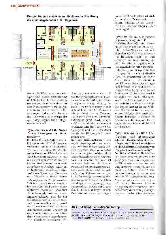 Vorschauseite 3: Die qualitätsgeleitete KDA-Pflegeoase verzichtet auf Mehrbettzimmer