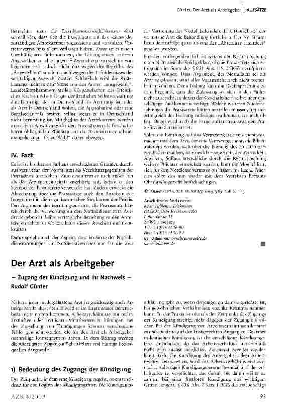 Vorschauseite 1: Der Arzt als Arbeitgeber