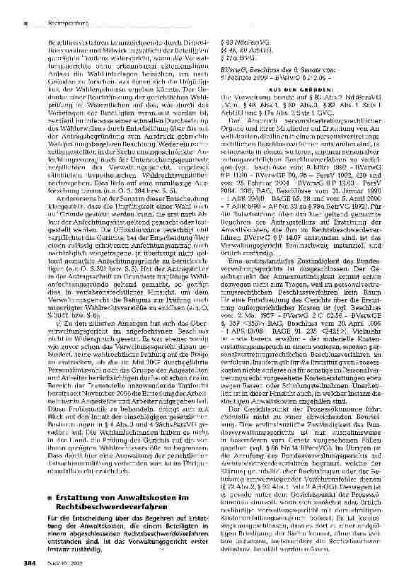 Vorschauseite 1: Erstattung von Anwaltskosten im Rechtsbeschwerdeverfahren