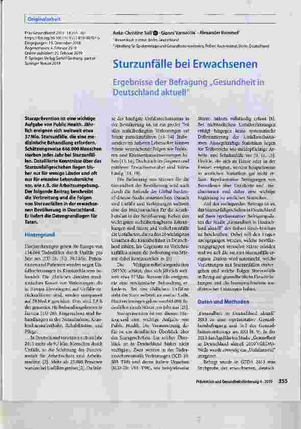 Vorschauseite 1: Sturzunfälle bei Erwachsenen