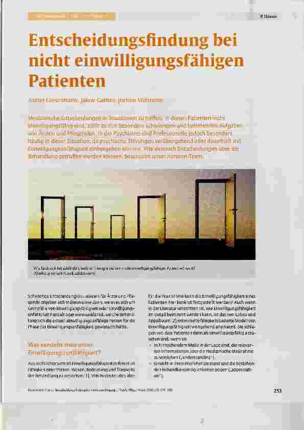 Vorschauseite 1: Entscheidungsfindung bei nicht einwilligungsfähigen Patienten