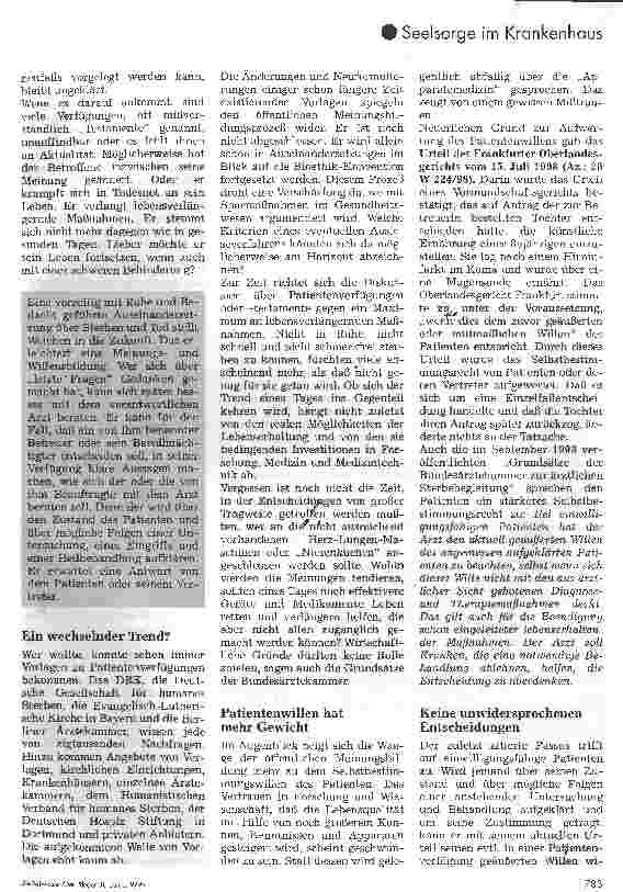 Vorschauseite 2: Neues zu Krankenund Schwerverletztenverfügung