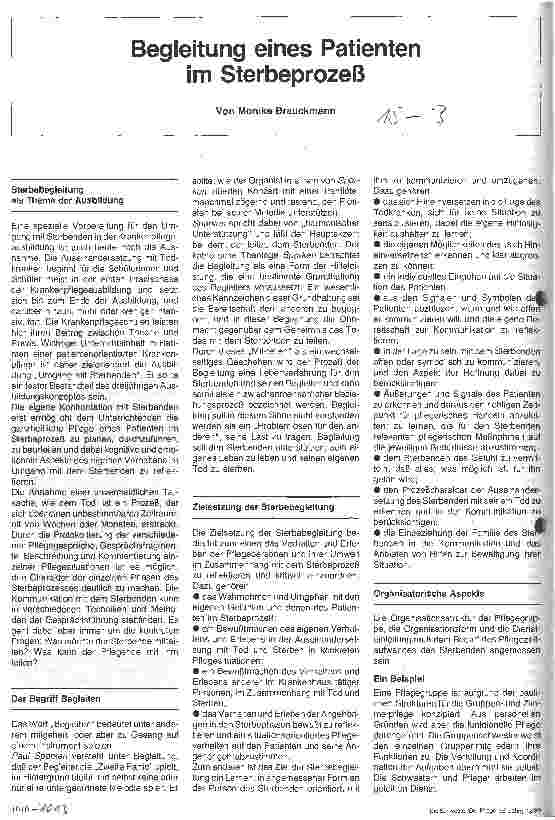 Vorschauseite 1: Begleitung eines Patienten im Sterbeprozeß