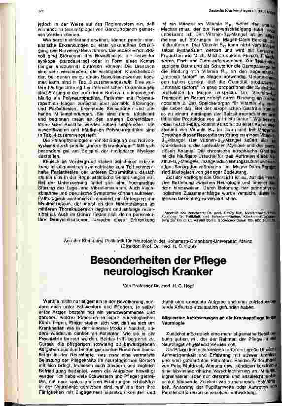 Vorschauseite 1: Besonderheiten der Pflege neurologisch Kranker