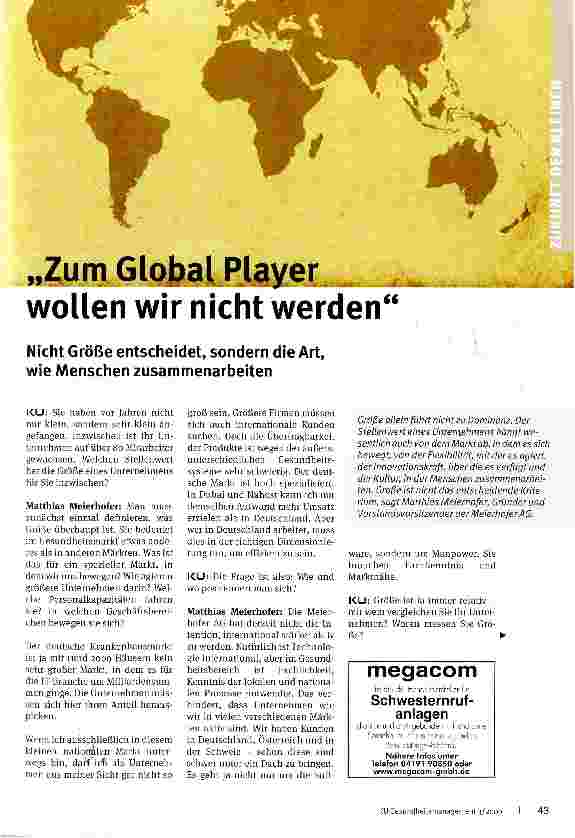 Vorschauseite 1: Zum Global-Player wollen wir nicht werden