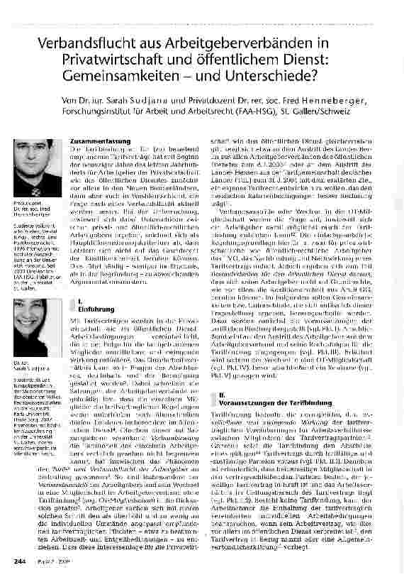 Vorschauseite 1: Verbandsflucht aus Arbeitgeberverbänden in Privatwirtschaft und öffentlichem Dienst: Gemeinsamkeiten - und Unterschiede?