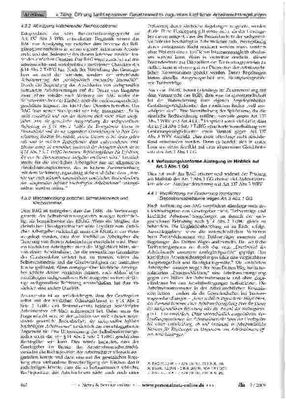 Vorschauseite 5: Öffnung tarifdispositiven Gesetzesrechts zugunsten kirchlicher Arbeitsrechtsregelungen trotz fehlender „Kirchenklausel