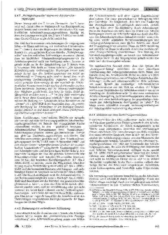 Vorschauseite 6: Öffnung tarifdispositiven Gesetzesrechts zugunsten kirchlicher Arbeitsrechtsregelungen trotz fehlender „Kirchenklausel