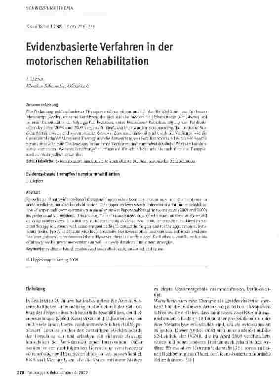 Vorschauseite 1: Evidenzbasierte Verfahren in der motorischen Rehabilitation