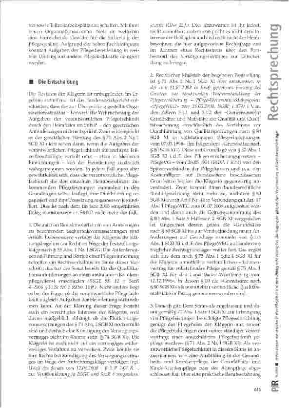Vorschauseite 3: Personalunion von verantwortlicher Pflegekraft und Heimleitung nicht zulässig bei Übertragung der pflegerischen Verantwortung auf Wohnbereichsleitungen