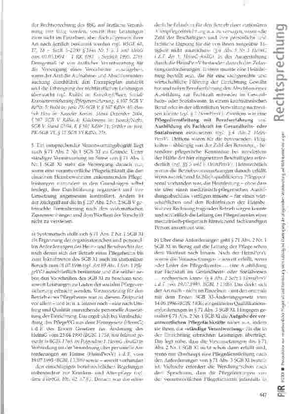 Vorschauseite 5: Personalunion von verantwortlicher Pflegekraft und Heimleitung nicht zulässig bei Übertragung der pflegerischen Verantwortung auf Wohnbereichsleitungen