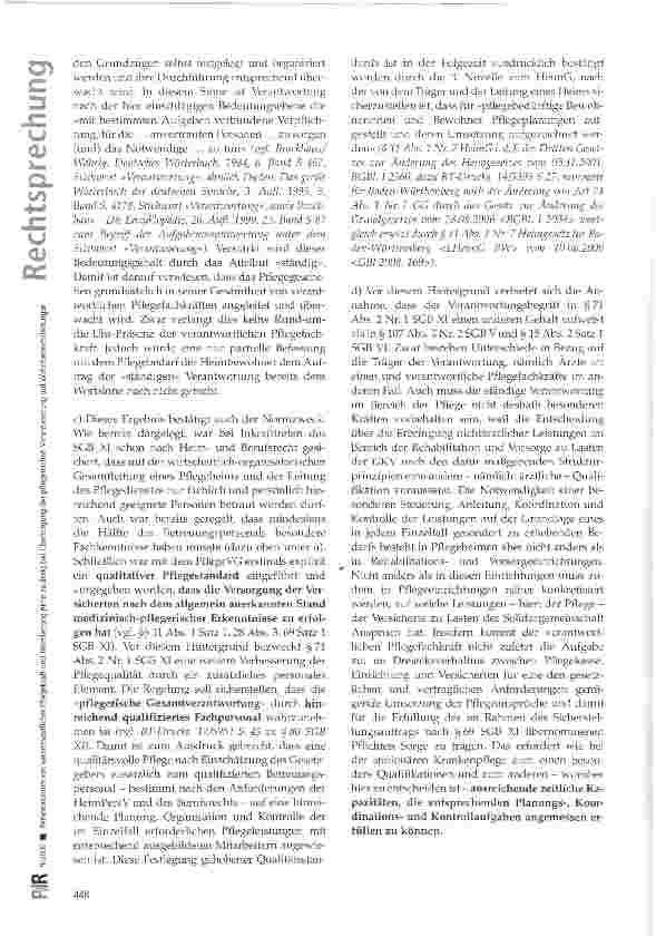 Vorschauseite 6: Personalunion von verantwortlicher Pflegekraft und Heimleitung nicht zulässig bei Übertragung der pflegerischen Verantwortung auf Wohnbereichsleitungen