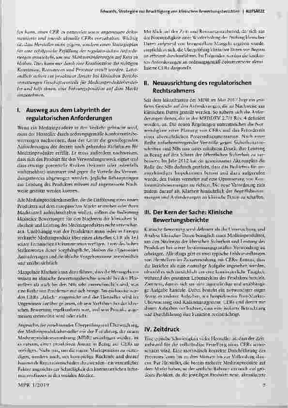 Vorschauseite 2: Strategien zur Bewältigung von klinischen Bewertungsberichten