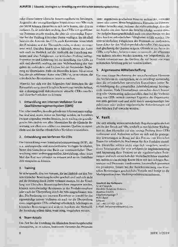 Vorschauseite 3: Strategien zur Bewältigung von klinischen Bewertungsberichten