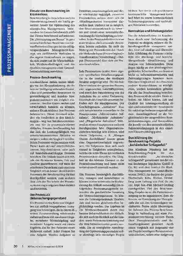 Vorschauseite 2: Krankenhausleistungen im VergleichDurchführung eines Benchmarking-Projekts zum Ischämischen Schlaganfall (Teil 1)