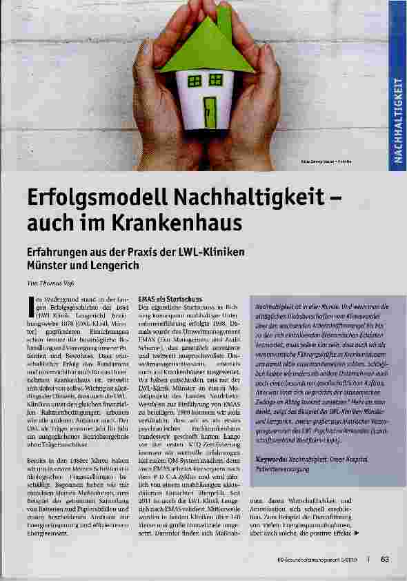 Vorschauseite 1: Erfolgsmodell Nachhaltigkeit - auch im Krankenhaus
