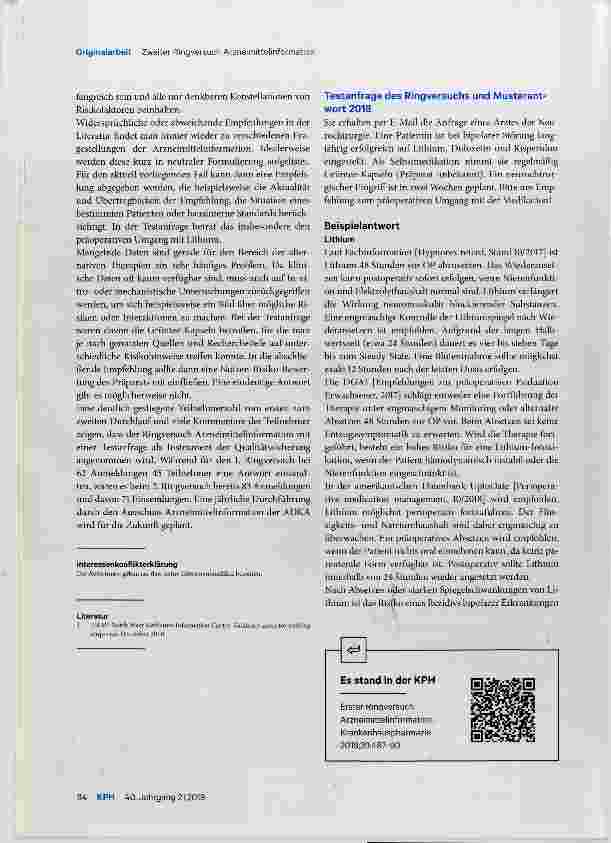 Vorschauseite 2: Ringversuch Arzneimittelinformation 2018