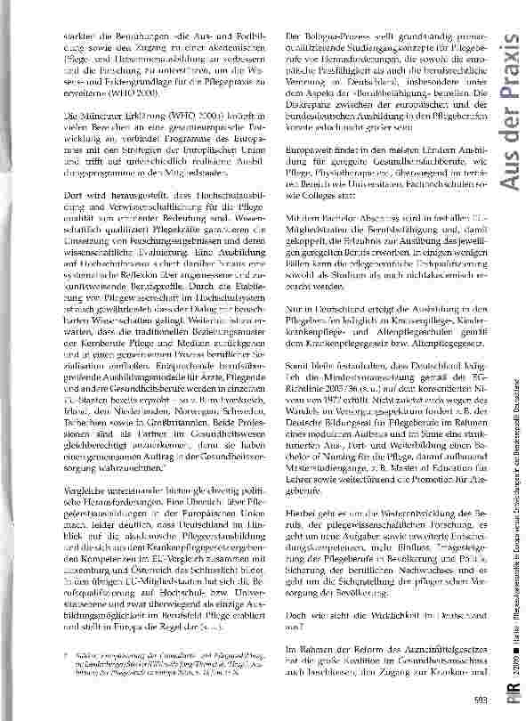Vorschauseite 2: Pflegeaufgabenprofile in Europa versus Entwicklungen in der Bundesrepublik Deutschland